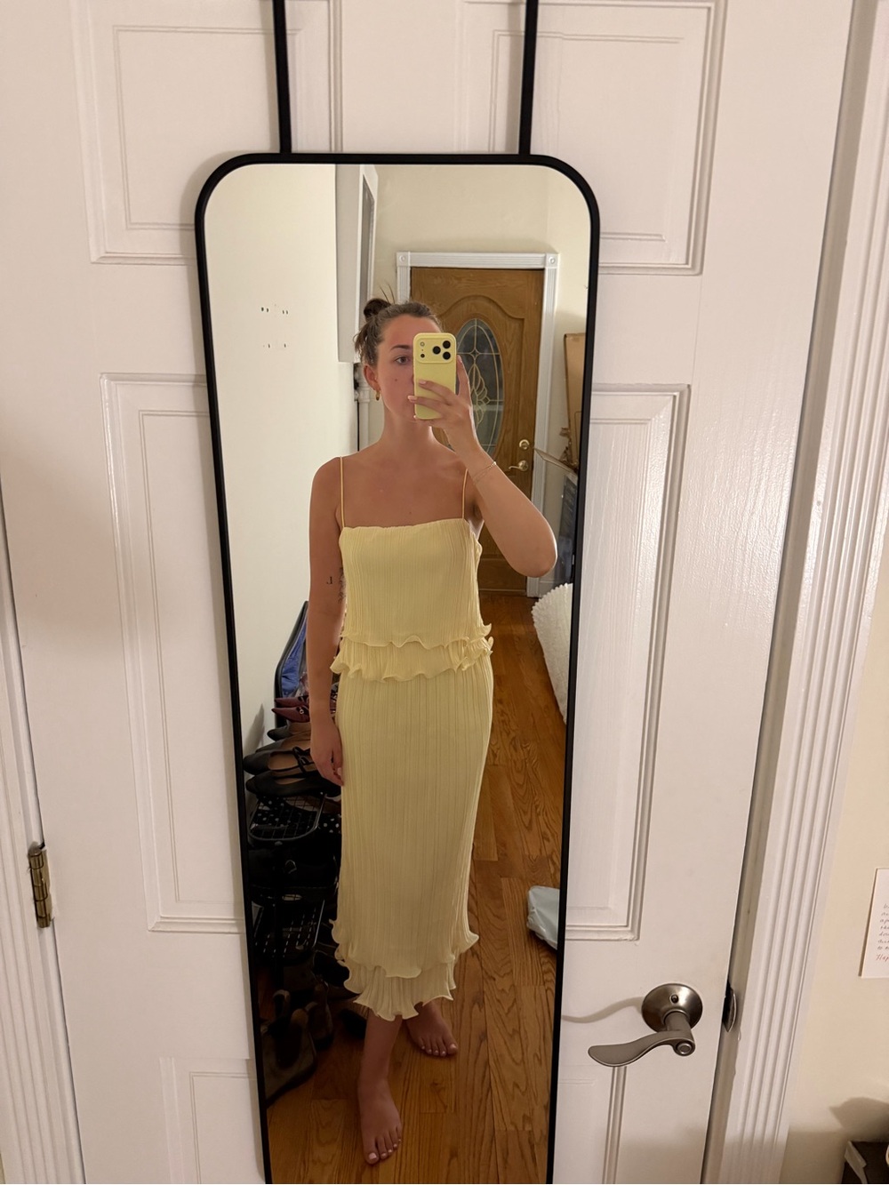 Commense Yellow Pleated Layered Ruffle Skirt Set - Picture 5 of 5